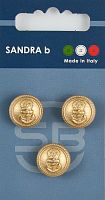 Пуговицы Sandra 3 шт на блистере золотой матовый CARD221