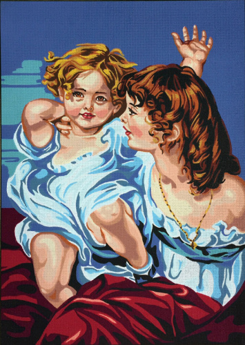 Канва жесткая с рисунком Мать с ребенком смотреть фото