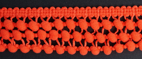 Фото тесьма с помпонами трехрядная ярко-оранжевая cmm sew & craft 6000/3/35 на сайте ArtPins.ru
