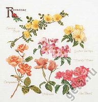 Набор для вышивания Группа цветов розы  канва лён 32 ct