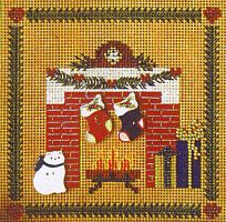 Набор для вышивания "Рождественские носки над камином"