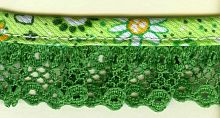 Кружево-рюш с окантовкой косой бейкой  25 мм  цвет зеленый