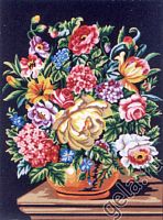 Канва жесткая с рисунком Букет цветов на темном фоне SOULOS 40.113