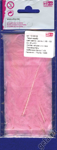 Перья марабу цвет светло - розовый 80 - 100 мм 2 г Efco 1004332 фото