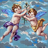 Канва жесткая с рисунком Ангелочки в голубом SOULOS 46.375