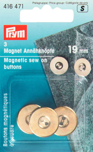 Магнитные пуговицы для сумок одежды 19 мм золотистый 3 шт Prym 416471