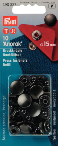 Кнопки Анорак для тканей средней плотности латунь нержавеющие 15 мм 10 шт Prym 390327