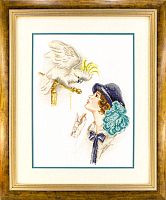 Вышитая картина Дама с попугаем Марья Искусница 06.004.02