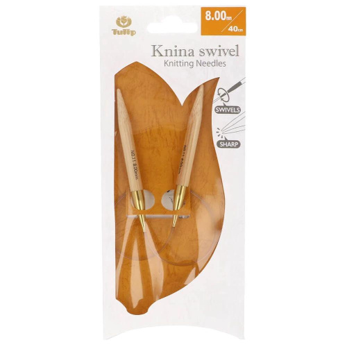 Спицы круговые укороченные Knina Swivel 8 мм 40 см бамбук натуральный Tulip KS-400800