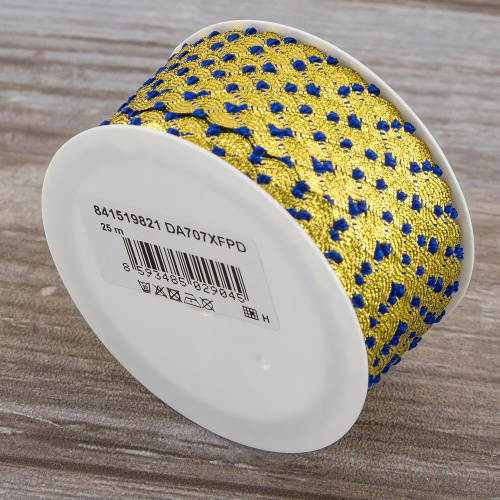 Фото тесьма вьюнчик золото с синим 7 мм люрекс pega 841519821da707 на сайте ArtPins.ru фото 3