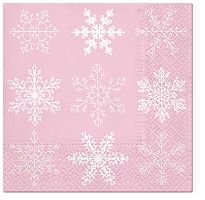 Салфетки трехслойные для декупажа коллекция Lunch  TETЕ a TETE Большие снежинки - розовый
