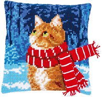 Набор для вышивания подушки Кот в шарфе  VERVACO PN-0196702