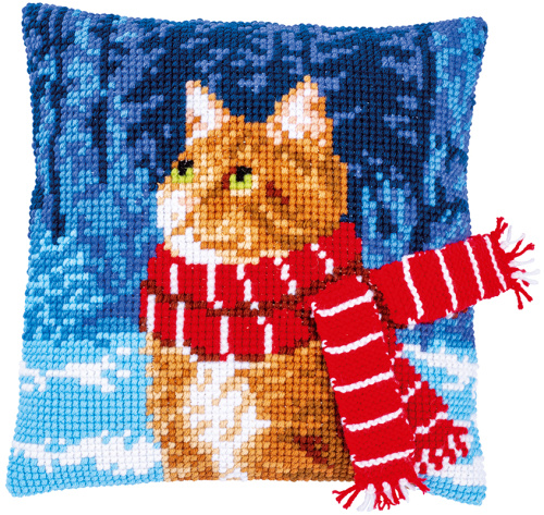 Набор для вышивания подушки Кот в шарфе  VERVACO PN-0196702 смотреть фото