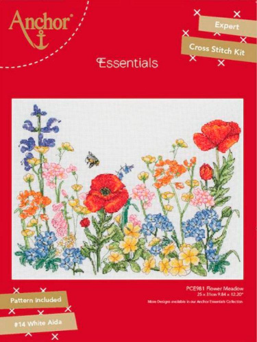 Набор для вышивания Anchor Floral Meadow  Цветочный луг 25*31 см MEZ Венгрия PCE981 фото 2