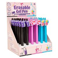 Ручки гелевые с ластиком, швейный дизайн, цвет черный/розовый/синий, набор 36 шт в картонном дисплее