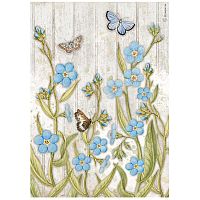 Бумага рисовая Romantic Garden House blue flowers and butterfly  STAMPERIA DFSA4667