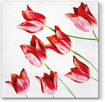 Салфетки трехслойные для декупажа коллекция Lunch  PAW Decor Collection Красные тюльпаны