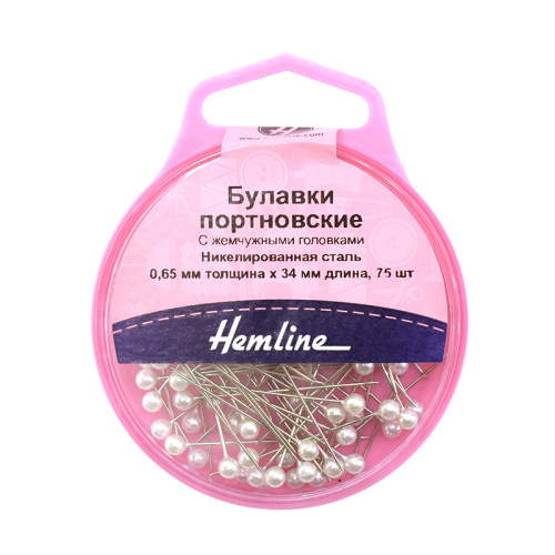 Фото булавки портновские с жемчужными головками 34 мм 75 шт цвет белый hemline 676 на сайте ArtPins.ru