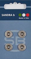 Пуговицы Sandra 4 шт на блистере серебряный CARD193
