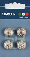 Пуговицы Sandra 4 шт на блистере серебряный матовый CARD204