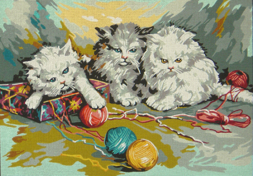 Канва жесткая с рисунком Три котенка смотреть фото