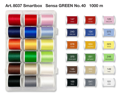 Фото набор ниток для вышивки из лиоцелла sensagreen №40 smartbox 18*1000 м madeira 8037 на сайте ArtPins.ru фото 2
