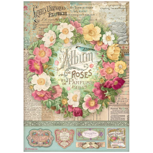 Бумага рисовая Rose Parfum Album de roses  STAMPERIA DFSA4734 фото