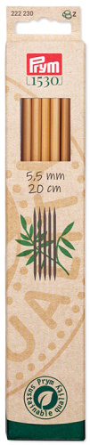 Серия Prym 1530 - Спицы чулочные 5.5 мм 20 см бамбук натуральный 5 шт в упаковке Prym 222230