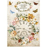 Бумага рисовая Garden of Promises cherish every moment clock  STAMPERIA DFSA4689