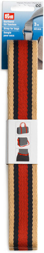 Лента-ремень для сумок ширина 40 мм 100% полиэстер бежевый/красный/синий Prym 965216