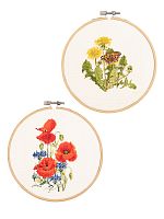 Набор для вышивания "Весенние цветы", канва лён 32 ct, диаметр 15 см, 2 дизайна