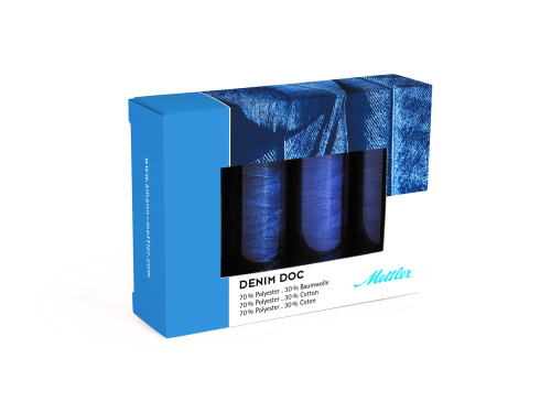 Фото набор с нитками для джинс denim doc 75 100 м в подарочной упаковке 4 катушки amann group denimdoc4-kit на сайте ArtPins.ru