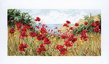 Набор для вышивания Anchor Clifftop Poppies Маковое поле у моря 23*45 см MEZ APC940