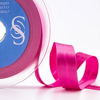 Косая бейка атласная 20 мм 25 м цвет 142 ярко-розовый Safisa 6260-20мм-142