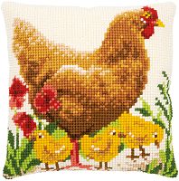 Набор для вышивания подушки Курица с цыплятами  VERVACO PN-0172782