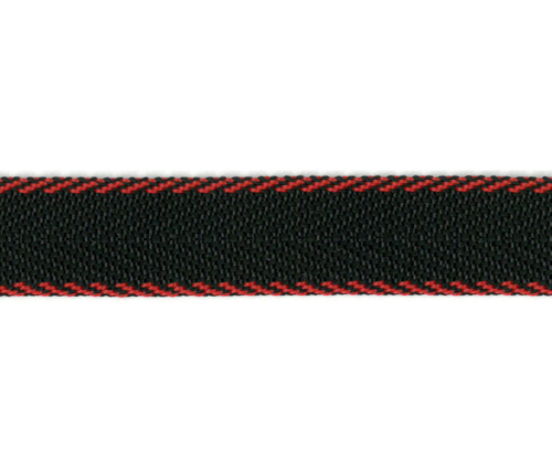 Фото тесьма ременная (стропа) pega черная с красными краями 20 мм на сайте ArtPins.ru