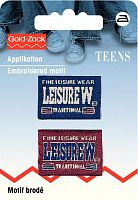 Термоаппликацияпрмоугольный джинсовый ярлык синего красн цв Leisure Wear 925687