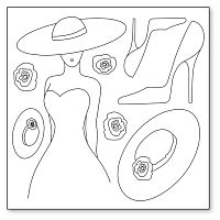 Салфетка рисовая с контуром рисунка Женщина туфелька шляпа