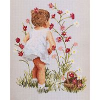 Набор для вышивания Девочка и космея JANLYNN 029-0018