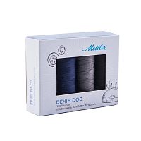 Набор с нитками для джинс DENIM DOC 75 100 м в подарочной упаковке 4 катушки Amann Group DE4DARK-KIT смотреть фото в магазине ArtPins.ru