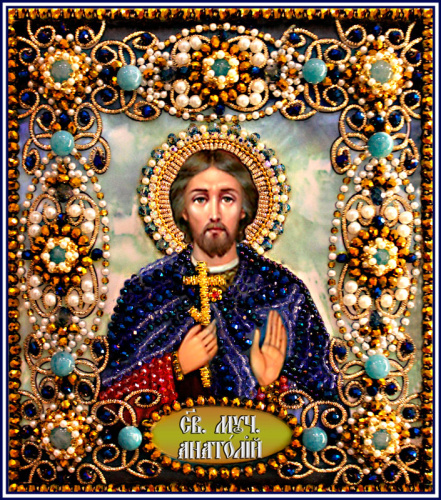 Святой Анатолий набор для вышивания хрустальными бусинами 77-и-67 смотреть фото