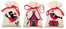 Набор для вышивания мешочков саше  Рождественская птица и дом  VERVACO PN-0162245