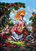 Канва жесткая с рисунком Дама с зонтиком