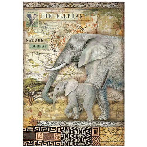 Бумага рисовая Savana The elephant  STAMPERIA DFSA4684 фото