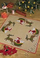 Набор для вышивания коврика под ёлку Санта в санях
