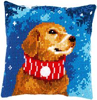 Набор для вышивания подушки Собака в шарфе  VERVACO PN-0196763