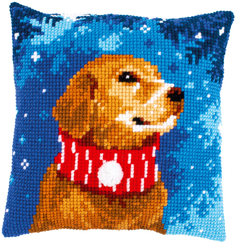 Набор для вышивания подушки Собака в шарфе  VERVACO PN-0196763 смотреть фото