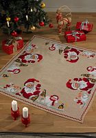Набор для вышивания коврика под ёлку Санта на коньках