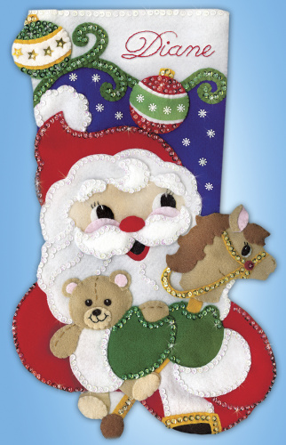 Набор для вышивания сапожка для подарков Санта с игрушками  DESIGN WORKS 5253 смотреть фото