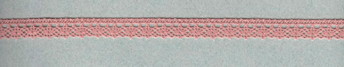 Фото мерсеризованное хлопковое кружево  состав 100% хлопок  ширина 12 мм  намотка 30 м  цвет серо-розовый на сайте ArtPins.ru